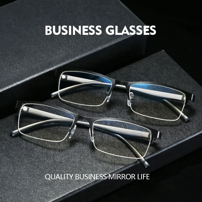 Yeni yarım çerçeve kare miyop gözlük kadın erkek mavi ışık engelleme eksi Lens reçete gözlük 0 -0.5-0.75 -6.0