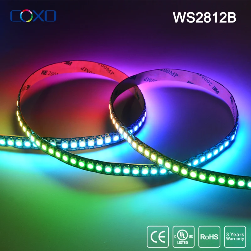 2m 5m WS2812B RGB Led şerit ışık ayrı ayrı adreslenebilir akıllı Led aydınlatma şeritleri WS2812 Led ışıkları siyah beyaz PCB IP30 DC5V