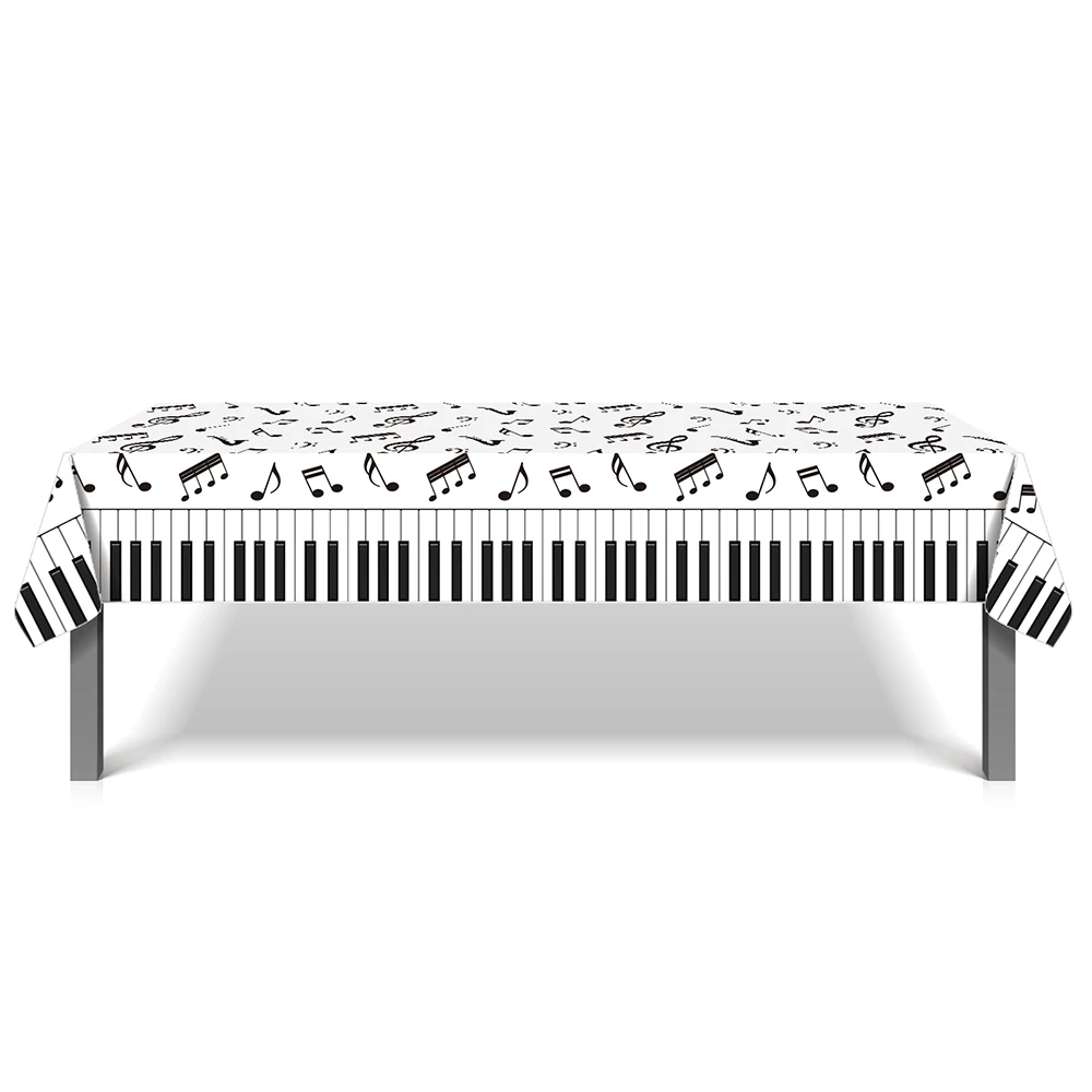 130 * 220cm PE Piyano Nota Doğum Günü Partisi Tek Kullanımlık Sofra Masa Örtüleri Kapakları Disko Müzik Bebek Duş Parti Süslemeleri