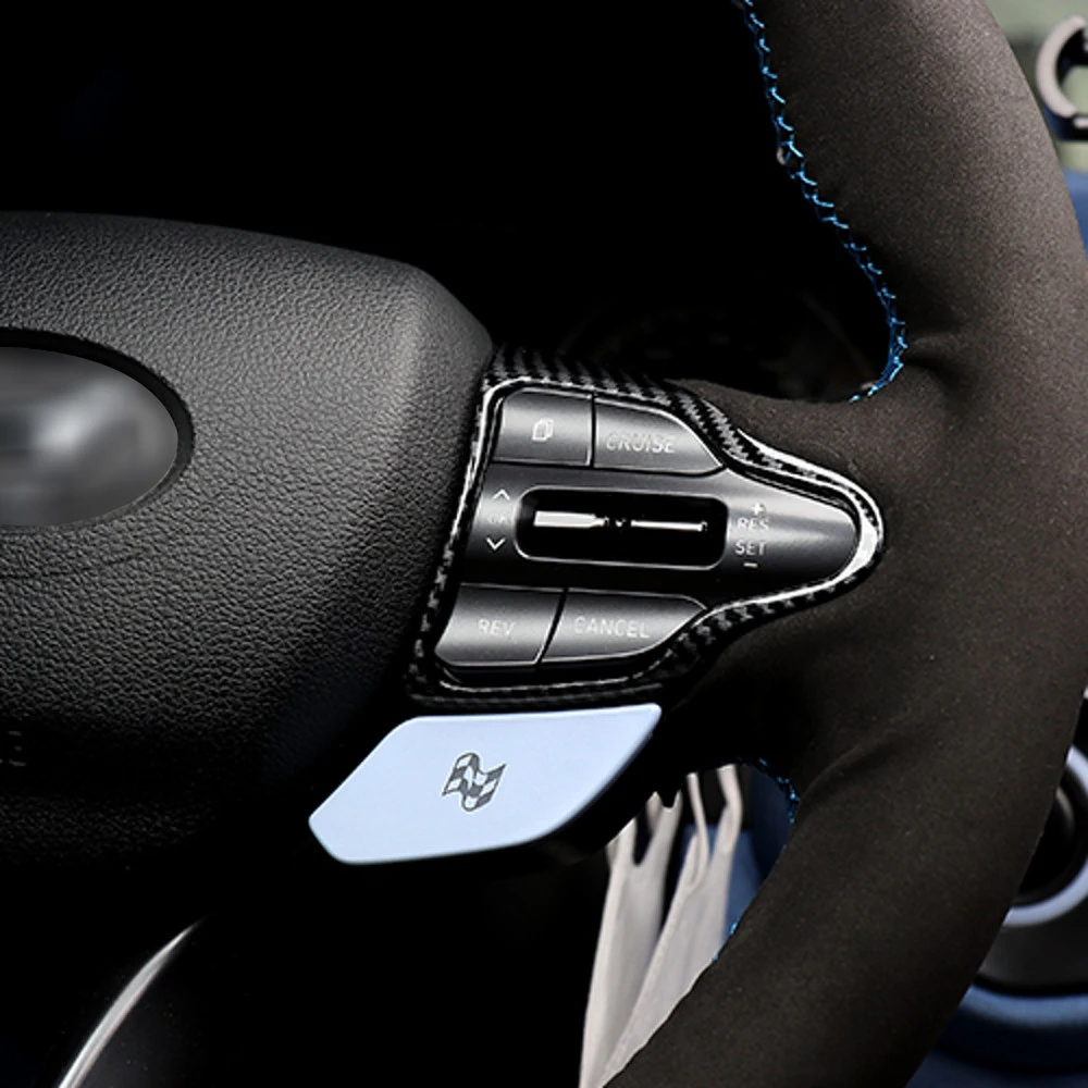 Hyundai Kona N 2022 Araba direksiyon düğme kapağı iç mekan çıkartmaları Sticker Trim 4