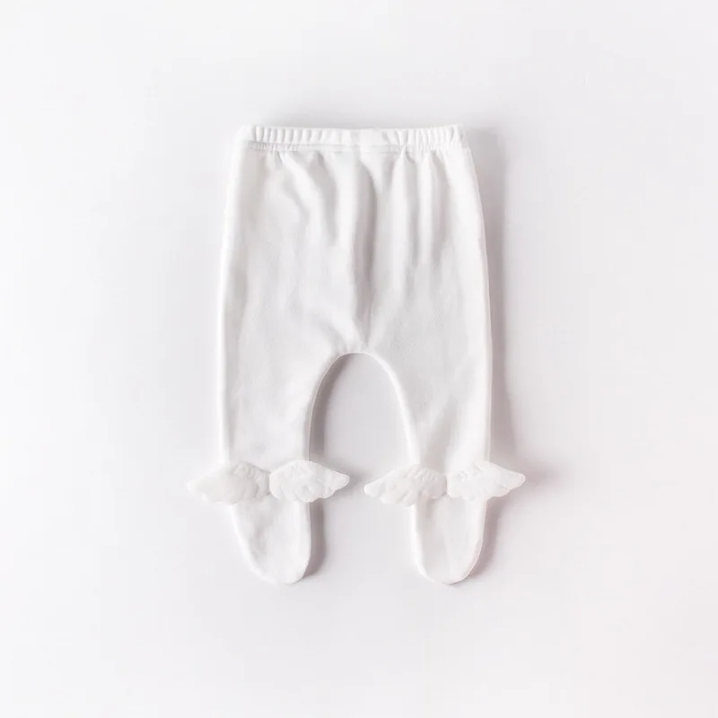 2021 Yeni Sonbahar Bebek Kız Erkek Pantolon Beyaz Gri Yüksek Bel Tayt Pamuk 3D Kanat Aplikler Pantolon Çocuk Giysileri E5008 4