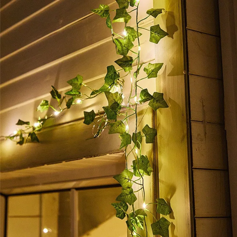 Yapay yeşil yaprak çiçek peri Led ışıkları Garland noel süslemeleri ev için tatil ağacı bahçe ışıkları düğün dekor 3