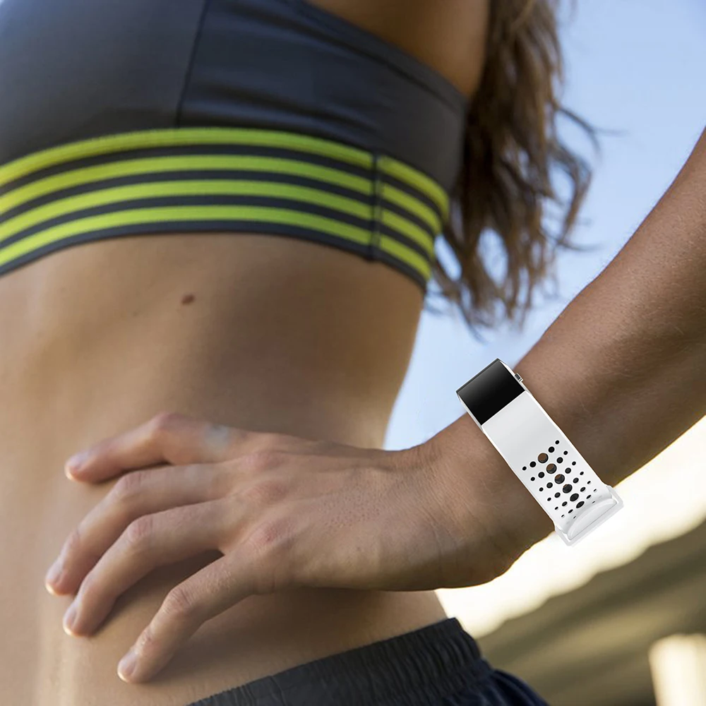 Saat kayışı Silikon çift renk nefes yumuşak bilek bandı Fitbit Şarj 2 için spor saat kayışı Yeni yedek bilezik Kemer 5