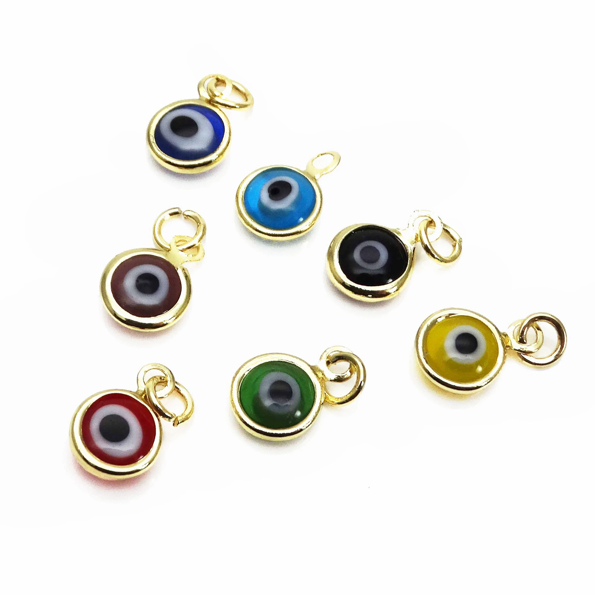 7mm Küçük kolye gözler charms Cam sihirli göz altın kaplama kolye diy bilezik kolye yapımı aksesuarları