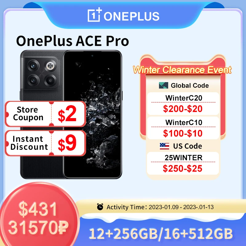 OnePlus Ace Pro 5G Küresel Rom Smartphone 150W Supervooc Şarj 4800mAh Cep Telefonu 6.7 AMOLED Ekran 50MP Üçlü Kamera