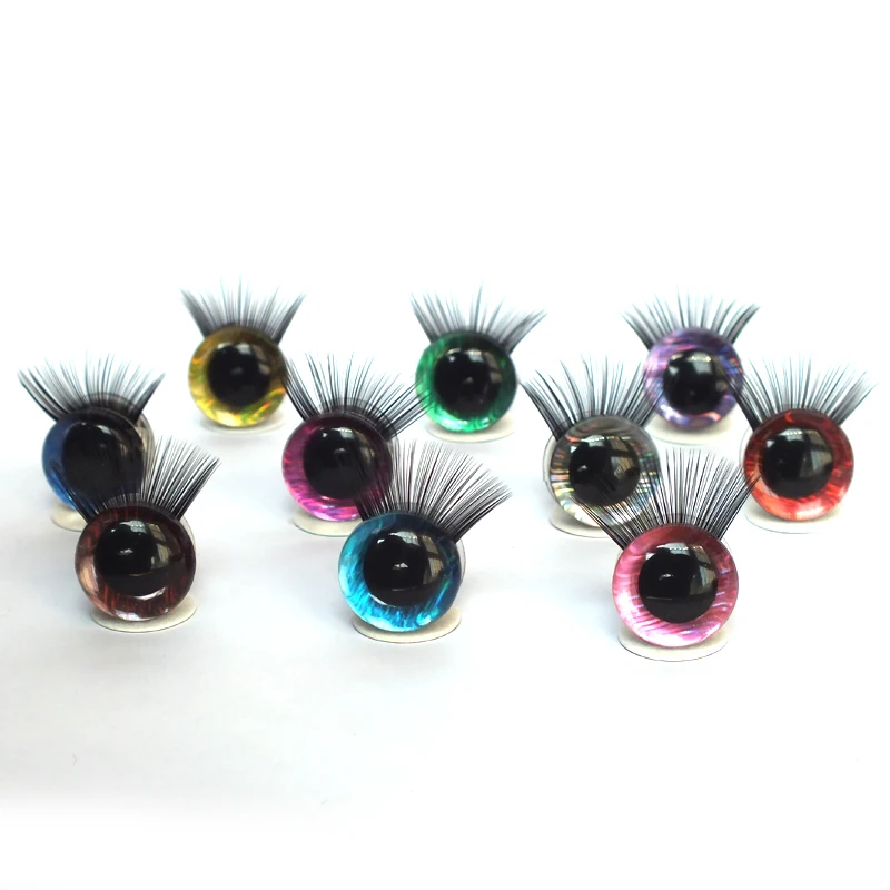 20 adet Çok renkli 12-30mm Parlak Gözler Kirpik Bebek Gözler Kirpik 3D Güvenlik Glitter Oyuncak Gözler Kirpik DIY Peluş