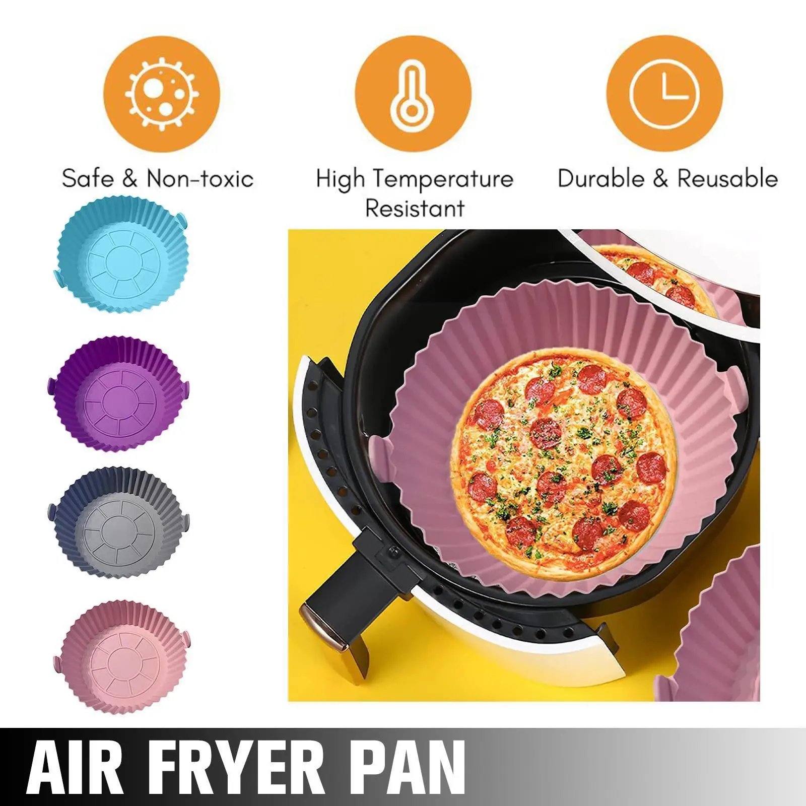 Silikon Hava Friteuses Fırın Bakplaat Gebakken Pizza Kek Airfryer Herbruikbare Friteuse Acce Hava Pan Mat Ronde Kip Pot Sili A3x3