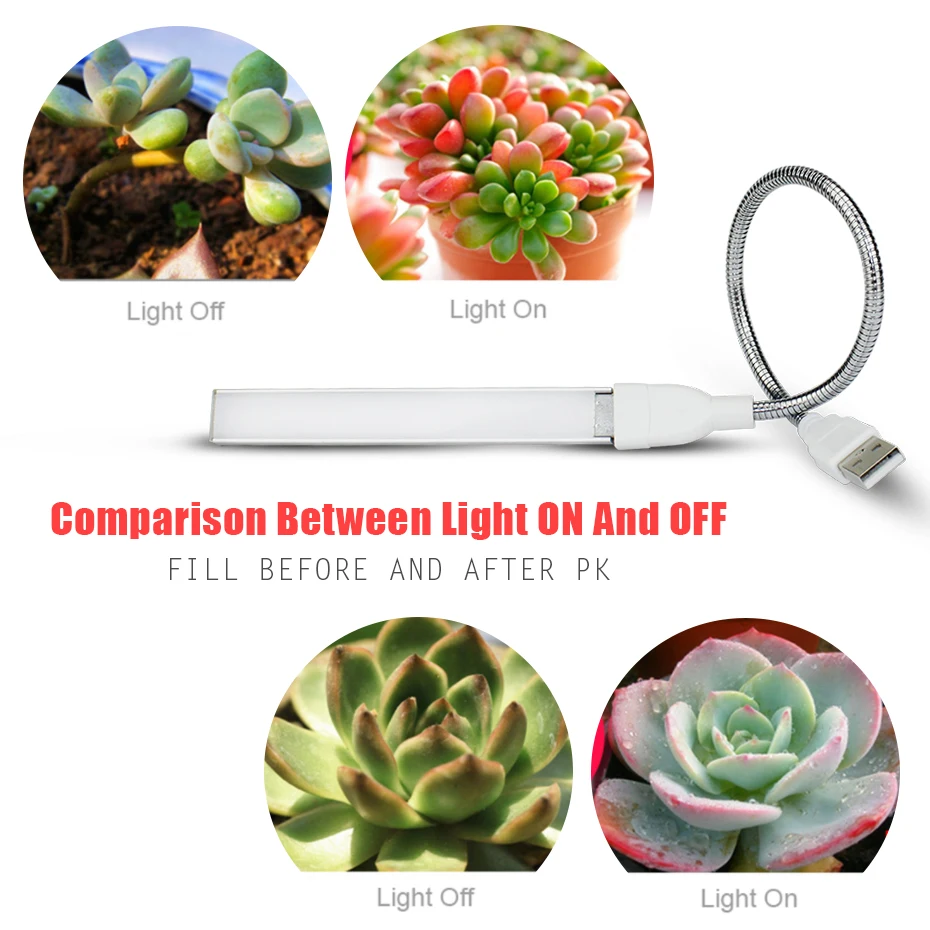 Işık büyümeye yol Açtı DC 5V tam spektrum Fitolampy USB büyüyen lamba kırmızı Mavi Led bitki yetiştirme lambaları Phyto ışıkları çiçekler sera 4