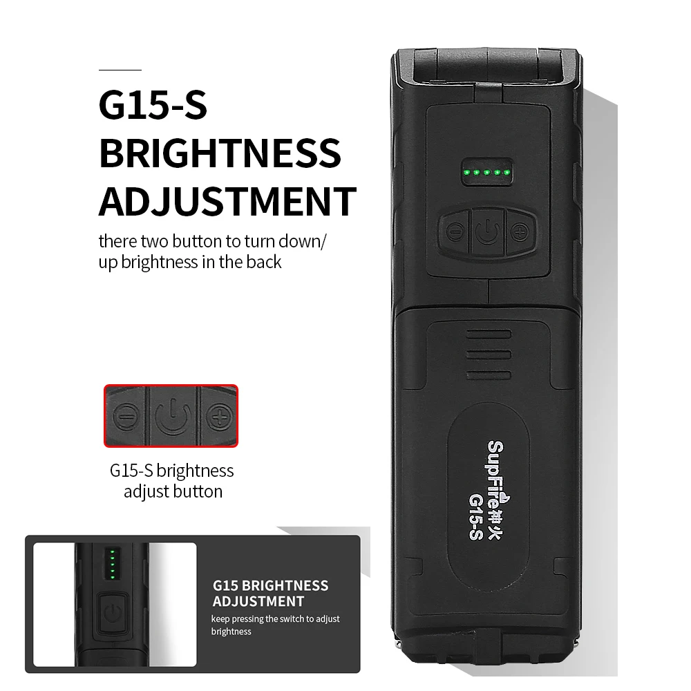 Supfire G15 / S LED el feneri + cob çalışma lambası Manyetik USB Şarj Edilebilir Dahili Pil Seti Çok Fonksiyonlu Katlanır Meşale 2