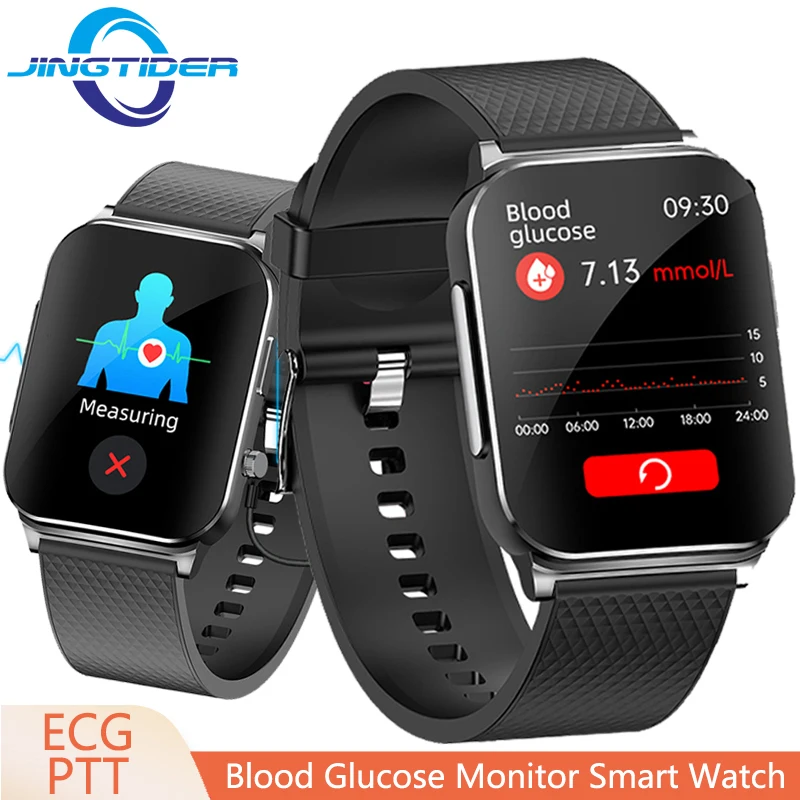 JingTider Yeni Dinamik EKG PTT akıllı saat Kan Şekeri Glikoz Smartwatch Erkekler Kadınlar Vücut Sıcaklığı Kan Basıncı SpO2 Monitör