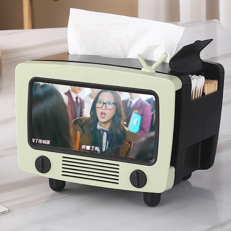 Çok fonksiyonlu TV Doku Kutusu Plastik Yaratıcı Sevimli Kağıt Tutucu Standı Oturma Odası Bedhome Masaüstü Cep telefon tutucu Depolama