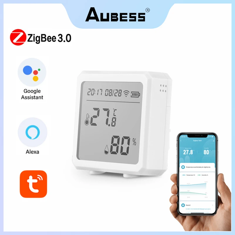 ZigBee 3.0 Sıcaklık Ve Nem Sensörü LCD Ekran İle uzaktan kontrol monitörü Akıllı Yaşam APP alexa İle Çalışmak Google Ev