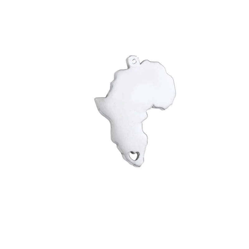 MYLONGINGCHARM-10 adet harita charm-Afrika haritası kolye-Boş cilalı çelik kolye-Kolye Pendant19x25mm-G2840