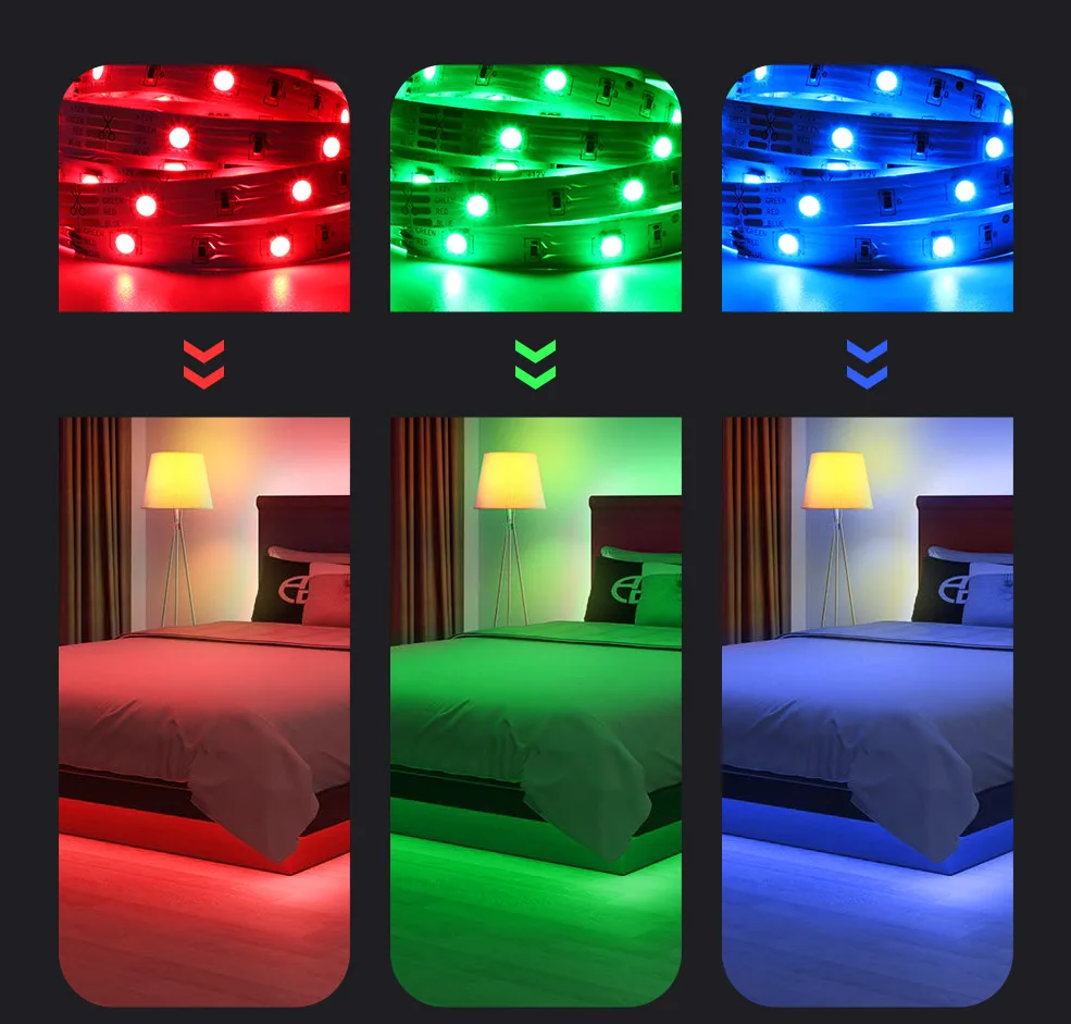 LED Karıştırma yatak odası dekorasyon LED 1 m-5 m 10 m 15 m 20 m 30 m Bluetooth Uzaktan SMD5050 RGB bant LED karıştırma ışıkları Neon ışıkları Luces LED 3