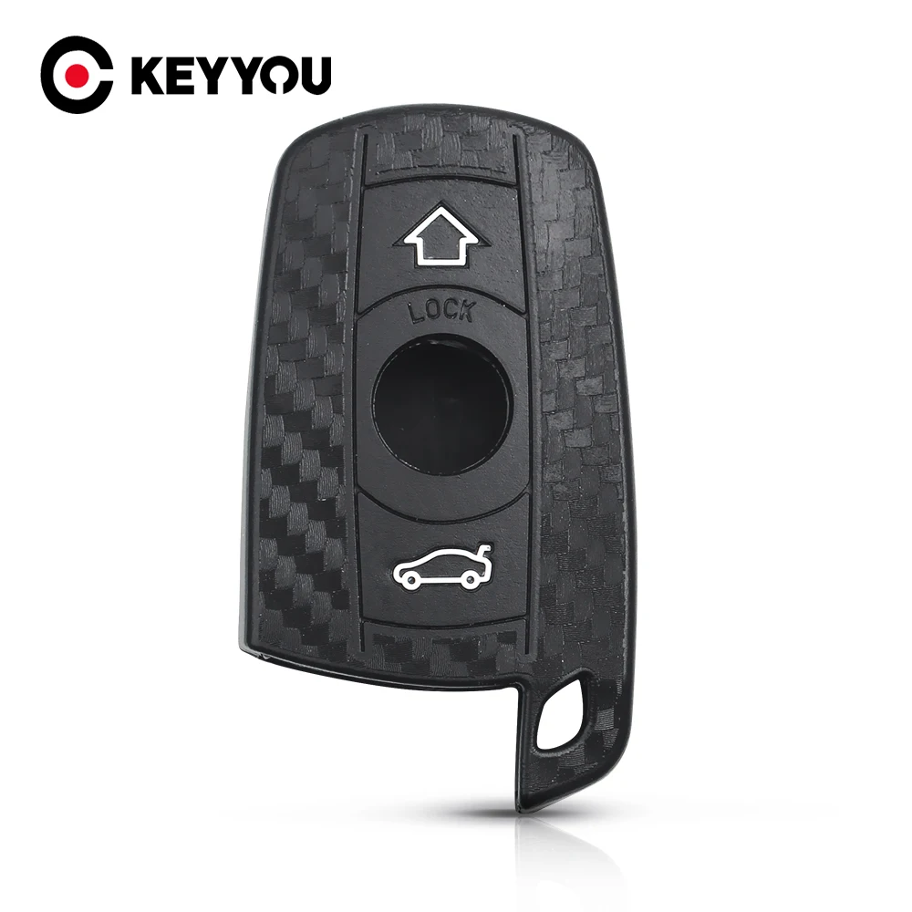 KEYYOU Fob Karbon Fiber Anahtar Kutu BMW X1 X5 3 5 Serisi E90 E91 E92 E60 Silikon Araba Anahtarı Uzaktan anahtar kapağı kılıfı Araba Aksesuarı
