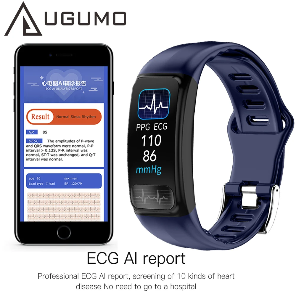 UGUMO P12 akıllı bilezik İzleme Akıllı Bileklik EKG PPG akıllı saat Kalp Hızı Kan Basıncı Bilezik erkekler kadınlar için izle