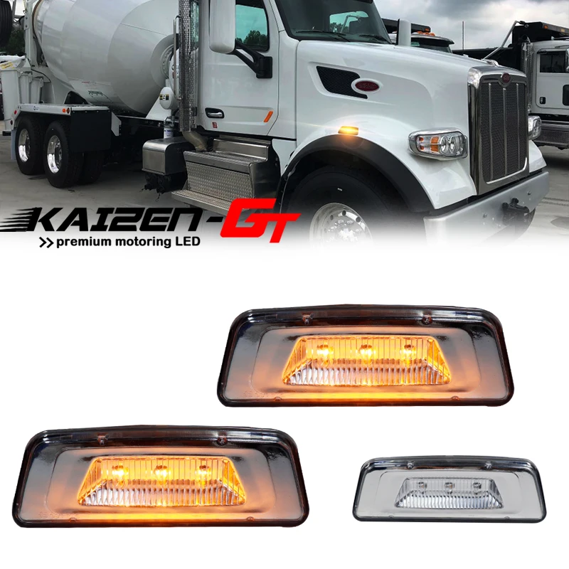 Amber LED Araba Ön yan ikaz lambaları Tekerlek Kemerleri ışıkları Kenworth İçin T680 T700 T880, Peterbilt 567 Set-Arka Aks modelleri 12V 0