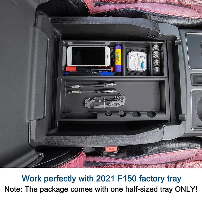 Merkezi Konsol Organizatör 2021 Ford F150 F - 150 Kol Dayama Eklemek saklama kutusu Tepsi ile Kaymaz Mat Aksesuarları 2