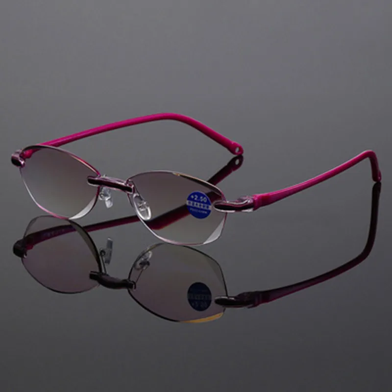 +1.0 +1.5 +2.0 +2.5 +3.5 +4.0 Yeni çerçevesiz Anti-mavi ışık okuma gözlüğü kadınlar bayanlar kırmızı çerçeve presbiyopi gözlük çerçeveleri