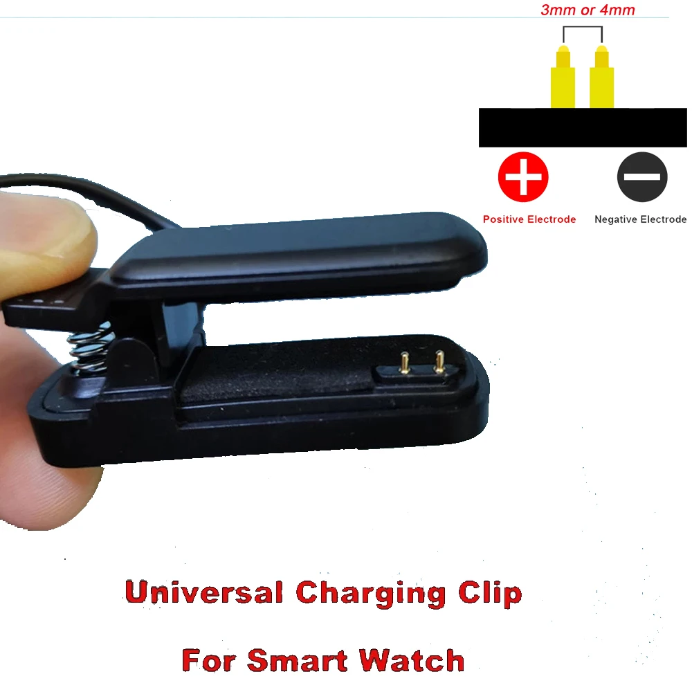Akıllı saat 2Pin Şarj Klip 4mm 3mm Evrensel şarj standı Kablosu İçin akıllı bilezik Bileklik USB Orijinal şarj kablosu