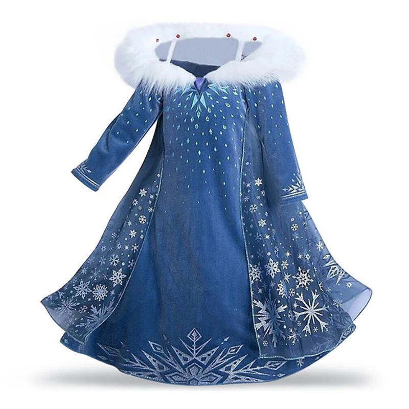 Kızlar Prenses Elbise Çocuklar Noel Kar Kraliçesi 2 Elsa Anna Kostüm Çocuk Karnaval Parti Cosplay Elbise Peruk Karga Eldiven