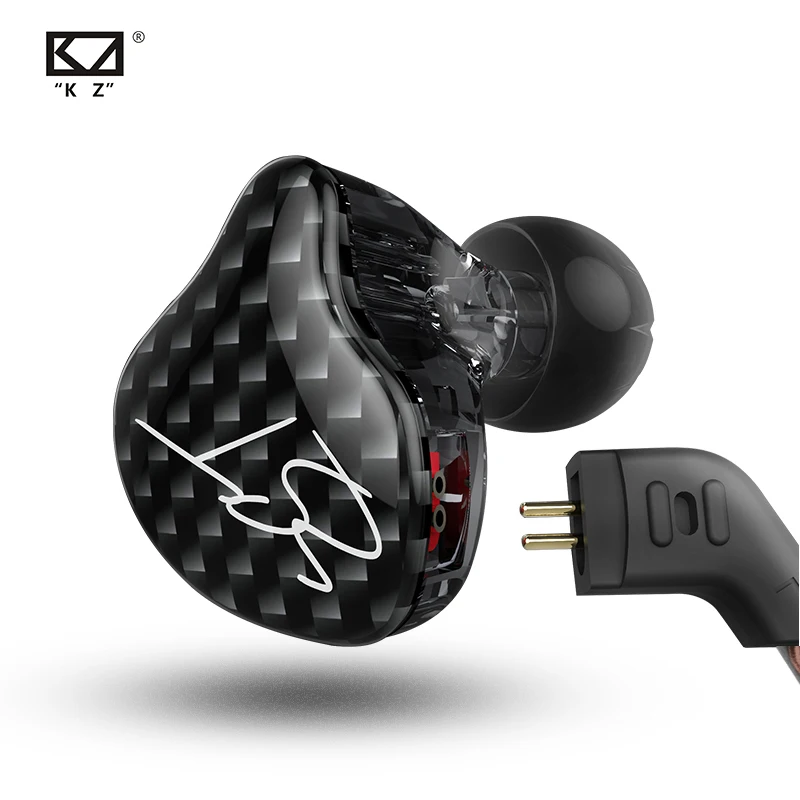 KZ ZST Siyah Armatür Çift Sürücü Kulaklık Ayrılabilir Kablo Kulak Ses Monitörler Gürültü Izole HiFi Müzik sporcu kulaklığı
