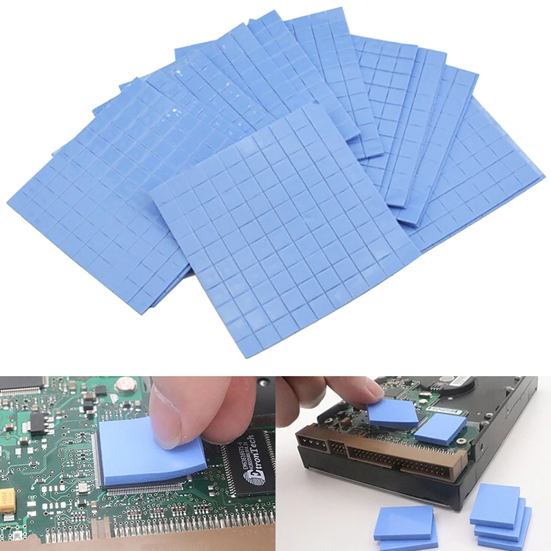 100 Adet 10*10*0.5 mm mavi termal ped GPU CPU soğutucu soğutma iletken silikon ped ısı dağılımı contası