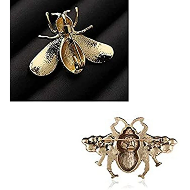 2 Paket Rhinestone İnci Arı Broş Pins Bal Arısı Kolye / Broş Moda Kristal Böcek Pimleri 1