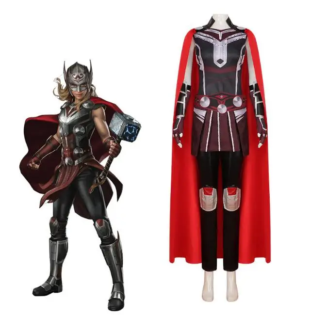 2022 Thor4 Jane Koruyucu Cosplay Kostüm Aşk ve Gök Gürültüsü Cadılar Bayramı Partisi kadın Thor Pelerin ve Üniforma Kıyafetler