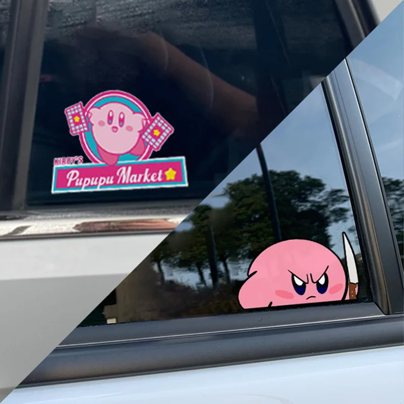 Yıldız Kirby Araba Çıkartmaları Araba Cam Çekme Şamandıra Çıkartmalar Yaratıcı DIY Araba Kapı Animasyon Logosu Su Geçirmez Elektrikli Araba Çıkartmaları