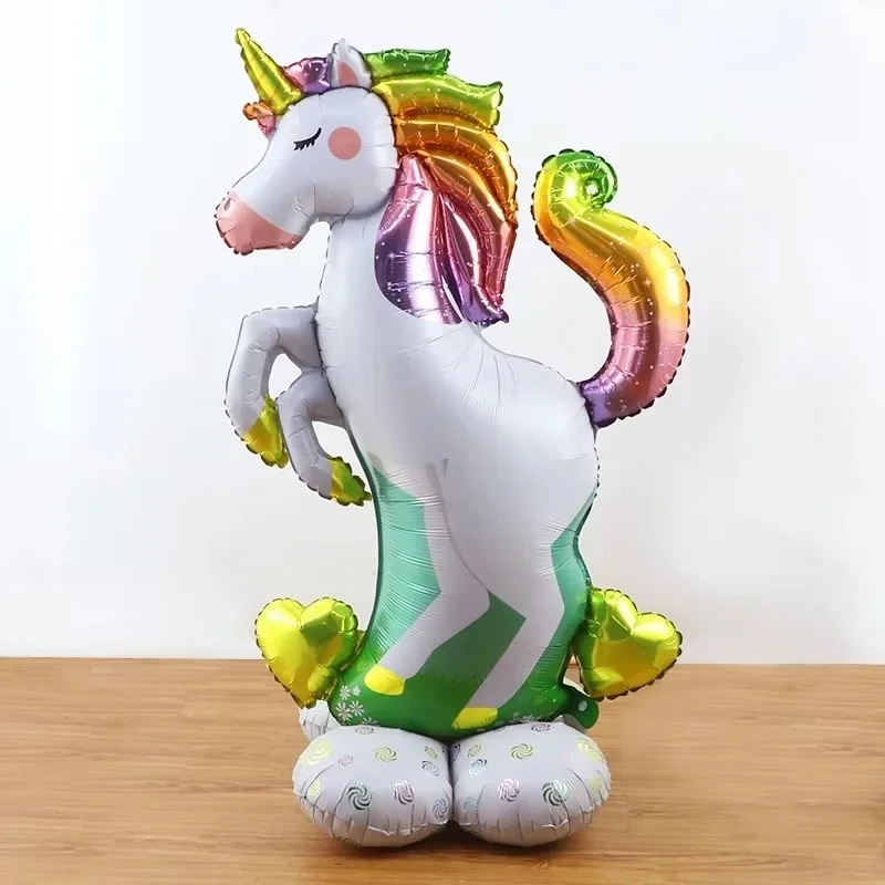 Büyük Stand-up Dev Standı Unicorn At Şişme Alüminyum Folyo Balonlar Bebek Duş Doğum Günü Partisi Dekorasyon Çocuk Oyuncakları Hediyeler