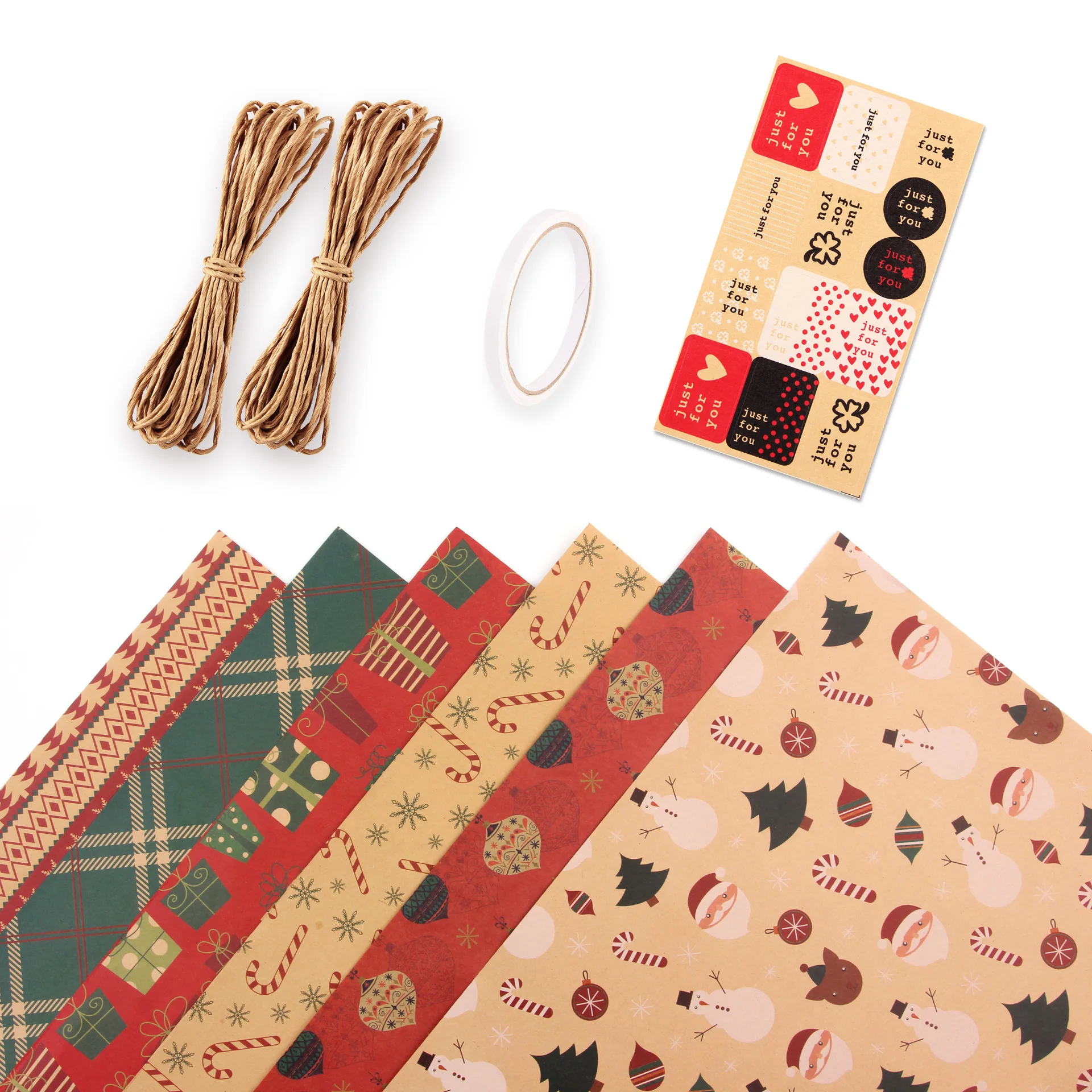 Noel DIY Ambalaj Kağıdı Hediye Kutusu Ağacı Noel Baba Ekose Baskılı Kraft Kağıt Süslemeleri için Yeni Yıl 2022 50 * 70 cm 1 adet