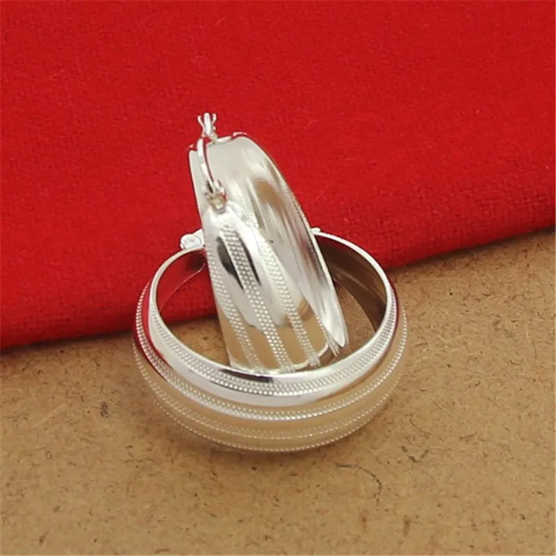 LINJING 925 Ayar Gümüş Küpe Moda Çizgili Araba Çiçek Küpe 3.5 CM Kadın düğün takısı Hediyeler 3