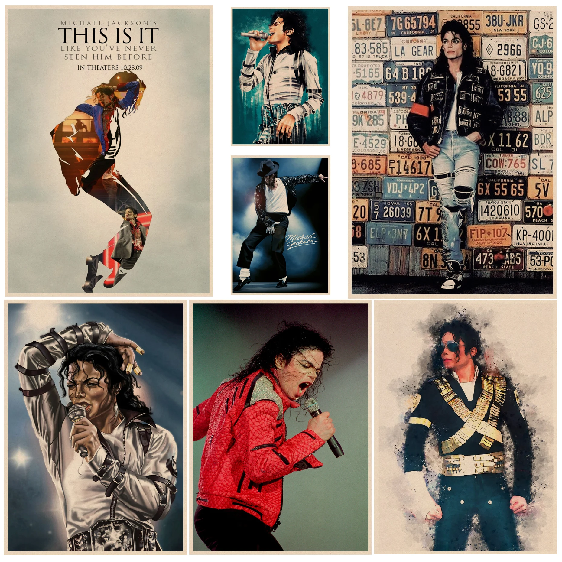 Müzisyenler Ve Şarkıcılar Michael Jackson Anime Posterler Kraft Kağıt Baskılar Ve Posterler Estetik Sanat duvar tablosu