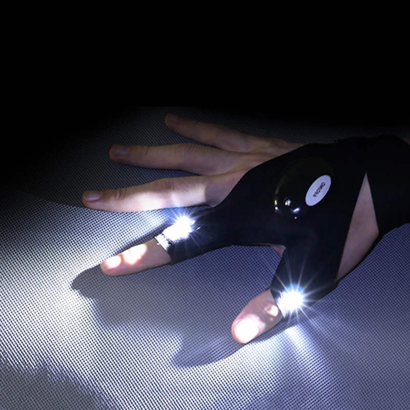 USB veya CR2016 Powered Açık Balıkçılık Sihirli Kayış Parmaksız Eldiven Gece mini fener su geçirmez LED el feneri LAMBASI Eldiven Aracı