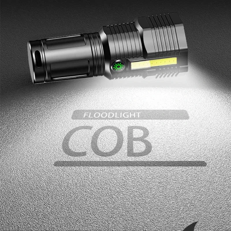 LED Fenerleri Güçlü Core COB Taktik Fener 4 Modları Aydınlatma 12 su Geçirmez Meşale Kamp İçin Parlak Fener Ultra  1