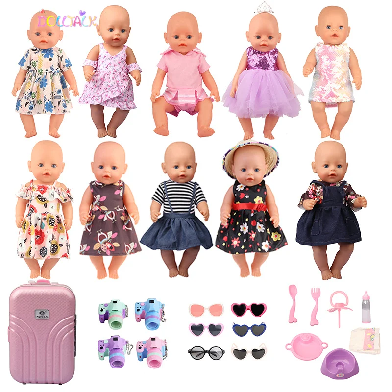 18 İnç amerikan oyuncak bebek Giysileri Yaz Sevimli Etekler Ve seyahat Takım Elbise İçin 43 Cm Yeni Bebek Dünyaya Bebek Kız Hediye İçin Bebek Aksesuarları