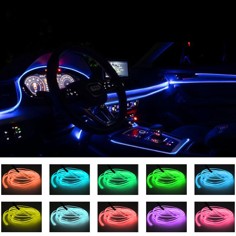 Araba LED şerit EL soğuk tel ışıkları iç atmosfer ışıkları ortam Neon araba ürünleri dekorasyon montaj lambaları aksesuarları
