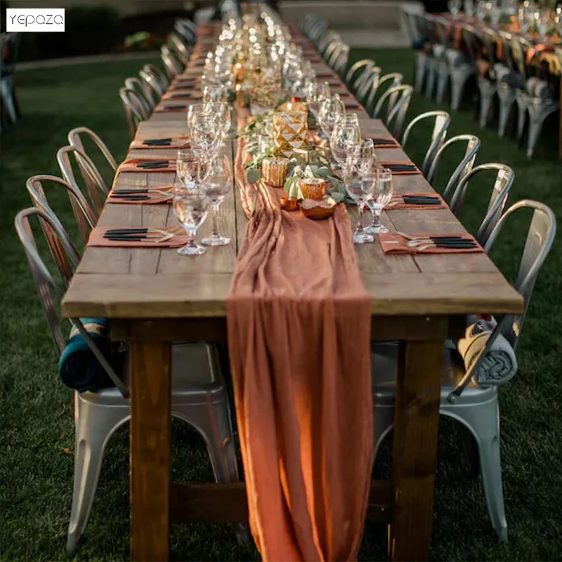 YEPQZQ Düğün masa dekorasyon pas masa koşucu pişmiş toprak pamuklu gazlı bez peçeteler doğal noel süslemeleri ev için masa