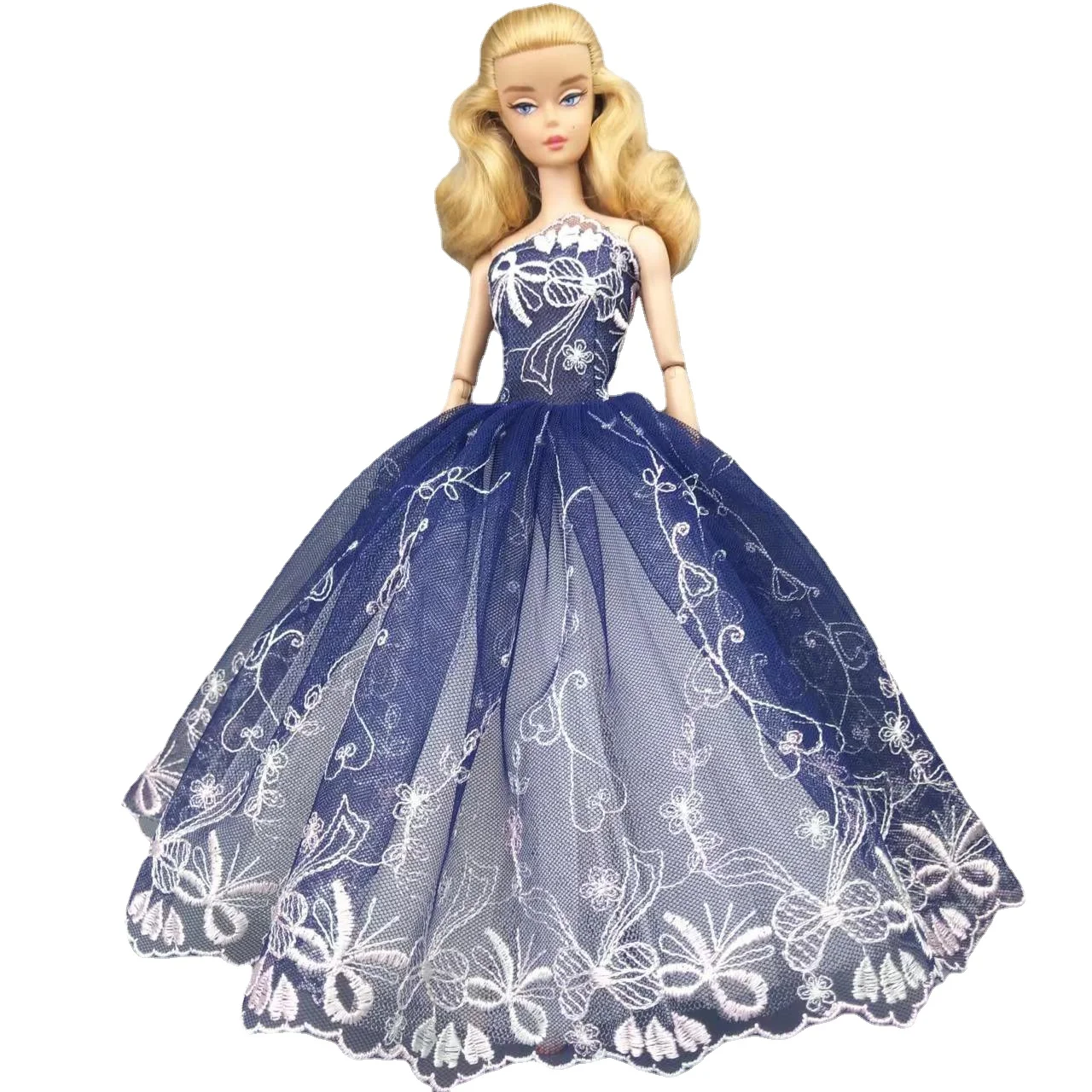 1/6 oyuncak bebek giysileri Koyu Mavi Çiçek düğün elbisesi Barbie Aksesuarları barbie bebek Giyim Prenses Parti Kıyafeti Kıyafet 11.5