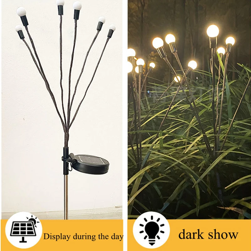 1/2/4 Adet 6/8 / 10LED güneş bahçe lambası LED havai Fişek Firefly peyzaj ışıkları açık su geçirmez çim ışıkları bahçe yolu Dekor için 2