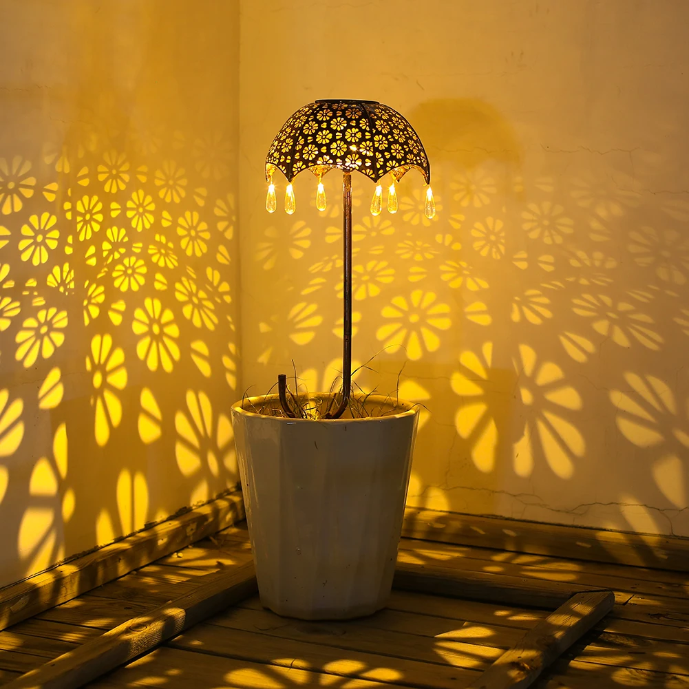 Güneş bahçe ışıkları açık IP65 şemsiye sanat ışıkları su geçirmez güneş enerjili çim lambası veranda ışık bahçe partisi dekoru için 3