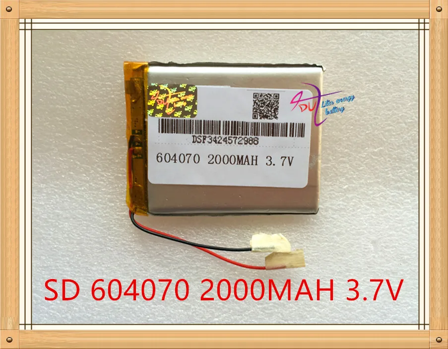 Pil 3.7 polimer pil V lityum 604070 2000MAH MP4 MP5 litre enerji GPS radyo navigator