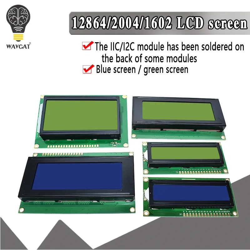 LCD1602 LCD 1602 2004 12864 modülü Mavi Yeşil ekran 16x2 20X4 Karakter LCD ekran Modülü HD44780 Denetleyici mavi siyah ışık