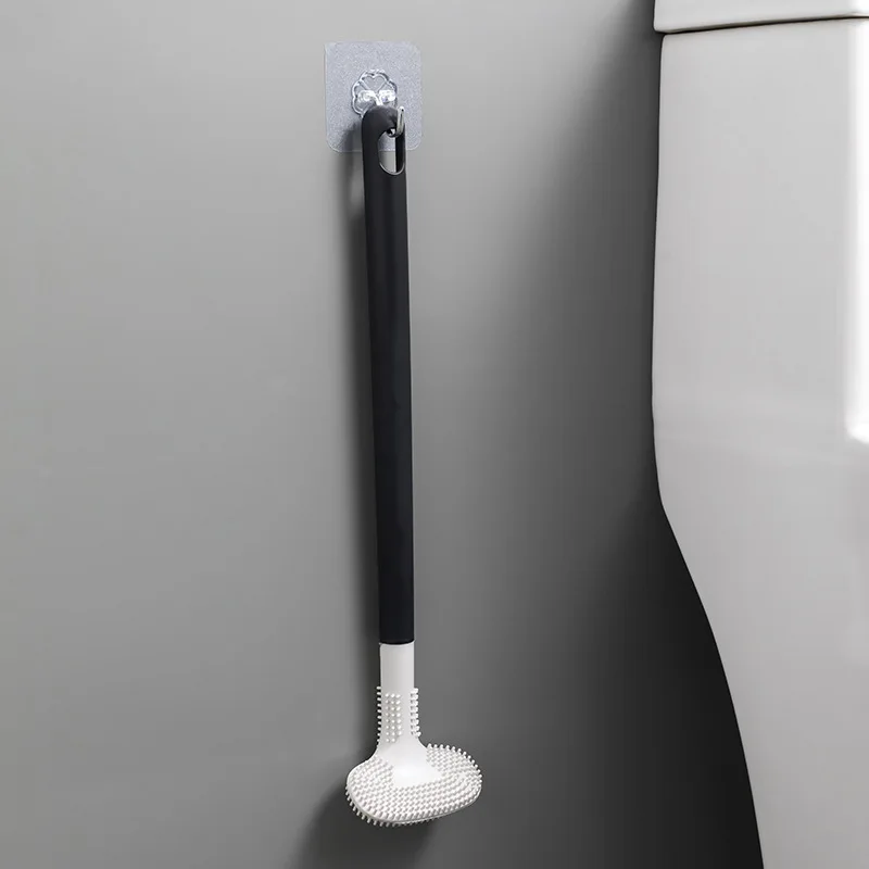 Silikon Tuvalet Fırçası T Şekilli Kafa Tuvalet Fırçası Uzun Saplı Hiçbir Ölü Köşe Temizleme Araçları WC Temizleyici Boşluk Fırça Banyo Aracı