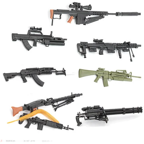 1: 6 Araya Tabancası 1 / 6 Silah Modeli AK 47 Tüfek M82A1 Keskin Nişancı Tüfeği Gatlin M134 Plastik Tabanca Askeri Simülasyon Oyuncaklar Renk Rastgele
