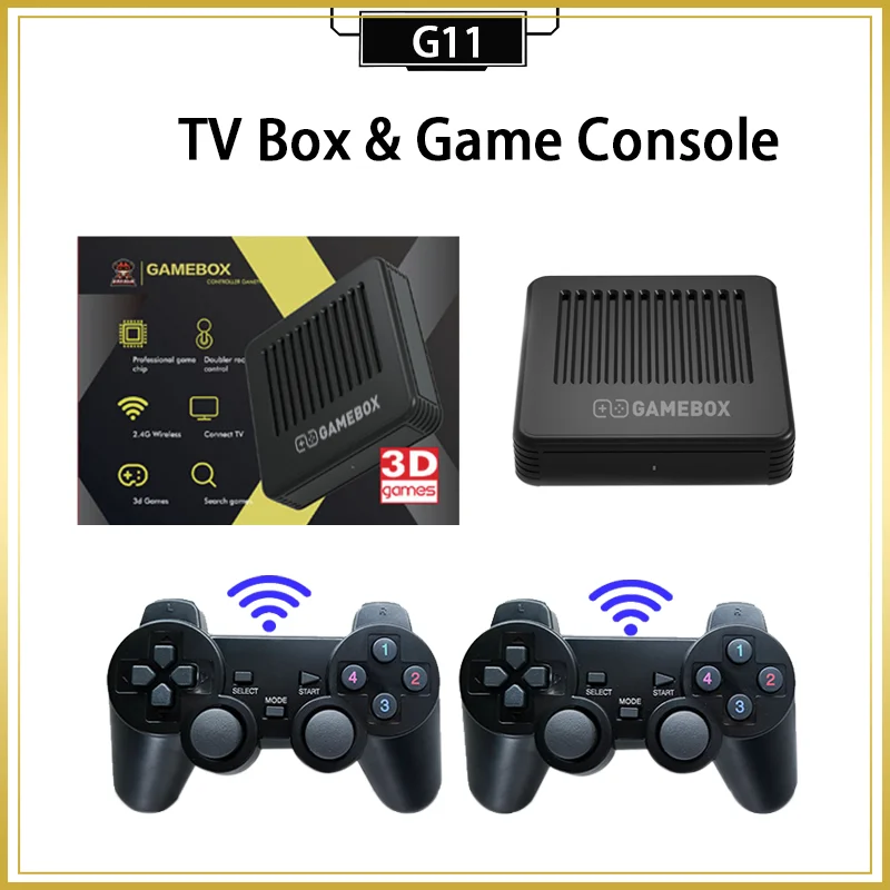 4.5 Bir Emuelec içinde G11 Retro Oyun Kutusu ve TV Box ve Android 9.0 Çift Sistem Kablosuz kumanda Oyun TV Kutusu Çocuklara Hediyeler KİME  0