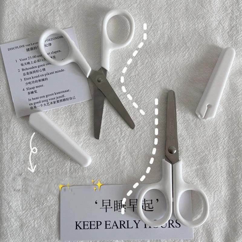 Haile Sevimli Mini Beyaz INS Tarzı Makas Taşınabilir Paslanmaz Çelik Bıçak Kesici kendi başına yap kağıdı İşi Ev Ofis Zanaat Malzemeleri