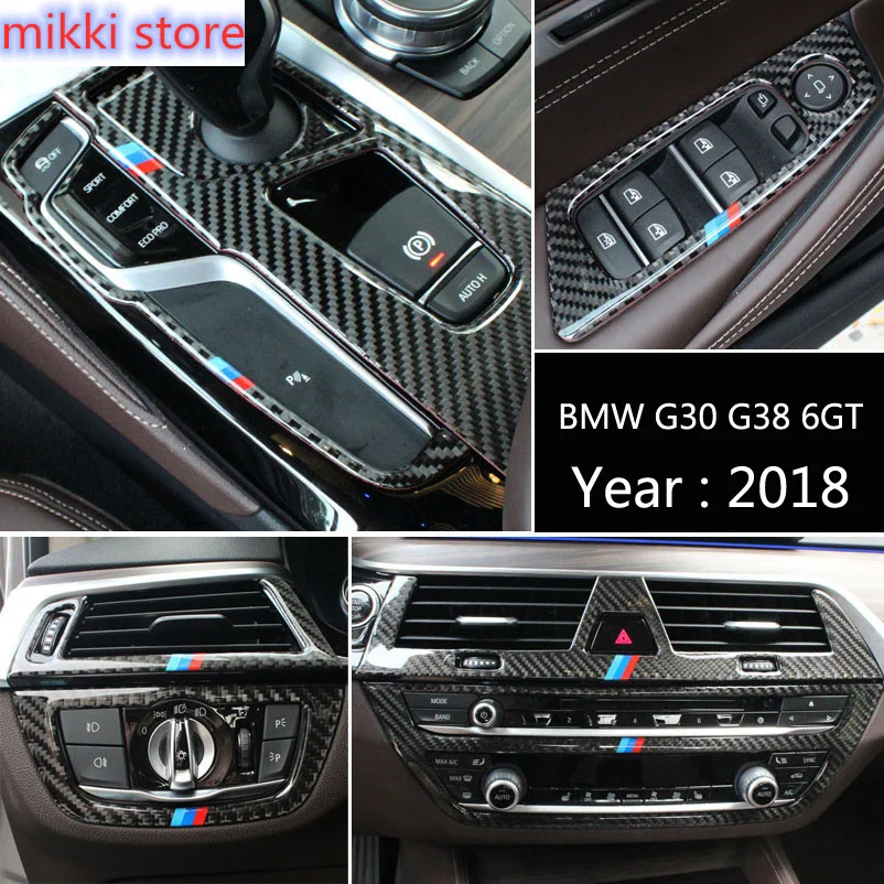 Karbon Fiber BMW 5 Serisi İçin G30 6GT İç Vites Klima CD Paneli Okuma aydınlatma koruması Trim Sticker Aksesuarları