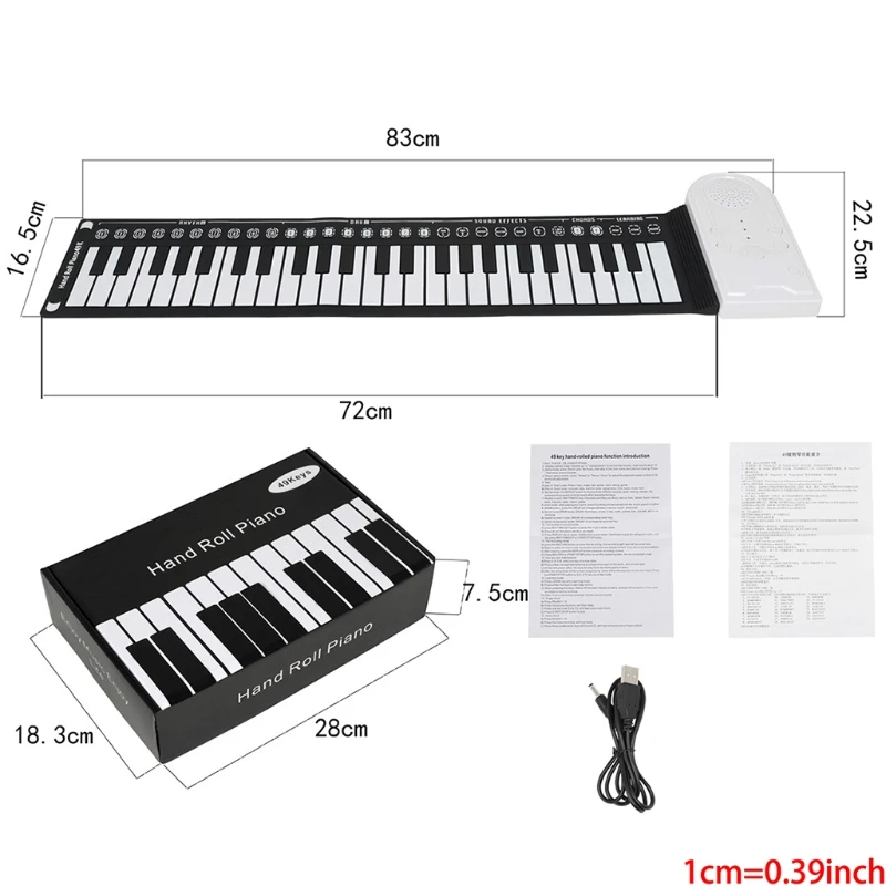 Elektronik piyano klavyesi Müzik Klavyesi Piyano Müzik Aşığı Çocuklar / Yeni Başlayanlar / Yetişkinler için. Silikon 49 Tuşlu El Rulosu
